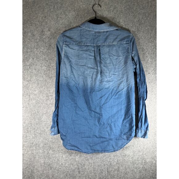 Adriano Goldschmied Top Women S Long Sleeve‎ Button Front Denim Chambray Western - Picture 6 of 7